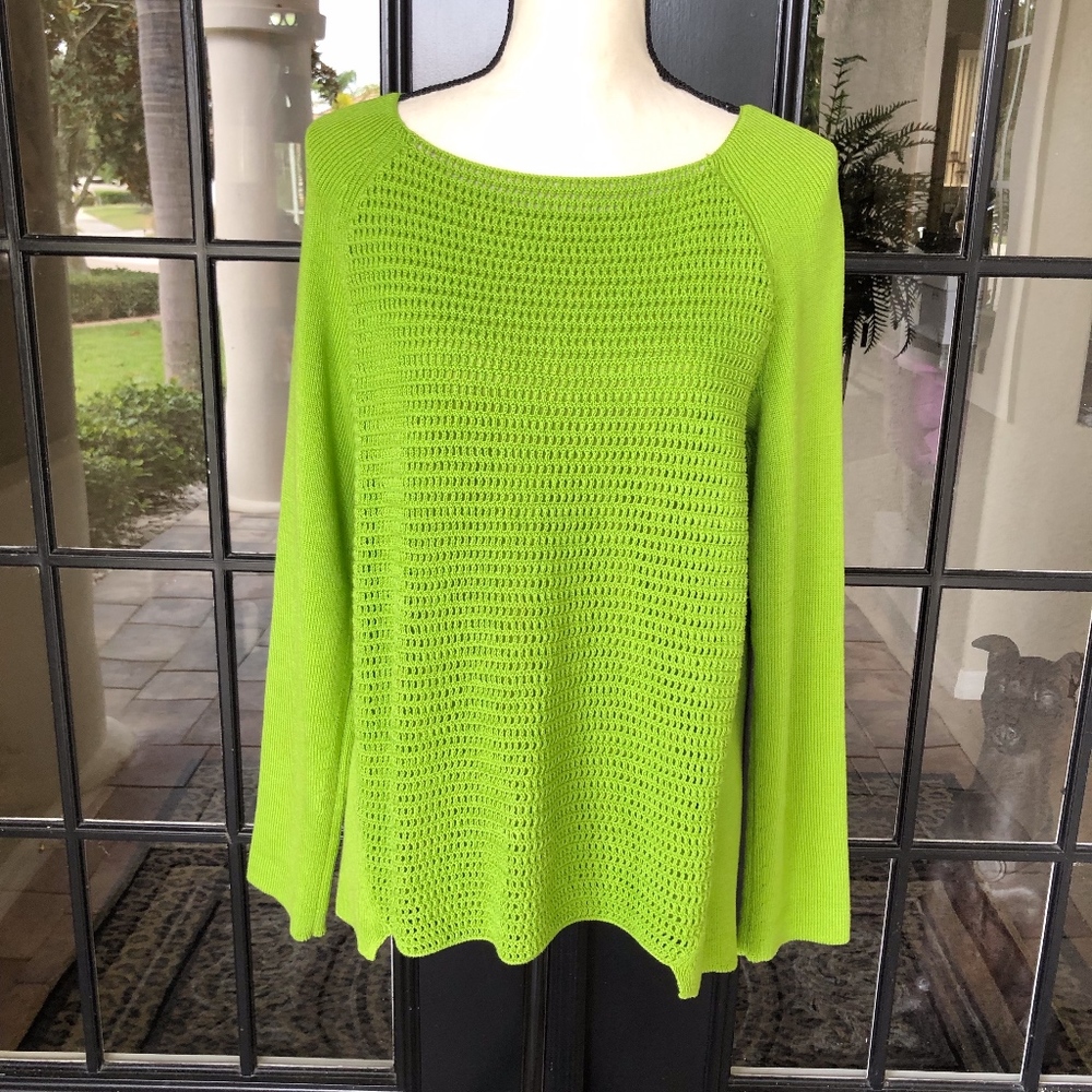 Lafayette 148 NY Open Weave Front Sweater Size M